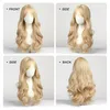 Długie faliste lekkie peruki syntetyczne blondynki z grzywką dla kobiet przyjęcie Cosplay Natural Wave codziennie Użyj peruki włosów odporny na ciepło 240305