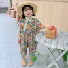 Girls Jumpsuit Clothing Summer Floral Girls Overalls Jumpsuit Casual Japanes Korean Girls Palysuit Baby Kids Clothes 240305