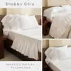 Set di biancheria da letto Set di lenzuola con volant bianco in cotone 4 pezzi King Size-Style Gfreight Free Comforter Lino Tessili per la casa Giardino