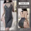 Abiti casual a forma di V profonda piccante fascino maturo da donna sexy elegante scava fuori discoteca lingerie cinturino tentazione abito a catena 6HY8