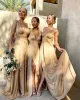 Sexy A Line V Neck Split Bridesmaid Dress Pleats Long Maxi Women Wedding Party Dress Sleeveless CPS3007