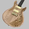 Guitare électrique chinoise couleur naturelle dessus en érable matériel doré corps et manche en acajou 2589