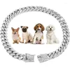 Hundehalsbänder, Ketten für kleine, mittelgroße und große Hunde, Katzen, Goldkette, Diamant-Kubanerhalsband mit Design, sichere Schnalle, Haustier-Halskette