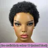 Ombre podkreśla miód Brown Low Cut Afro Wigafro Pixie Wigshort Wig 200% Gęstość 100% Remy Human Hair 240314