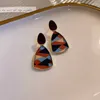 Stud Earrings Triangular Bump Color Pendant South Korea's Temperament Fashionable Retro Geometric Ms Girl Jewelry 2024