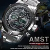 Montres-bracelets célèbres AMST numérique quartz affichage analogique double temps hommes en acier inoxydable sport militaire homme poignet étanche