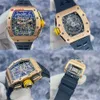 RM WATK KOLEKCJA Crystal Watch RM11-03 RG Rose Gold Material Data Miesiąc Chronograph Automatyczne mechaniczne męskie zegarek