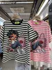 Kvinnors T-skjortor 2024 Spring Summer Exquisite Rhinestone Cartoon Girl Pullover Mid-Length T-shirt Women Short Sleeve Crew Neck Loose Cotton Cotton