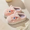 Slippers New Winter mignon ganters de vache adolescents pour adolescents animaux fous chaussures chaussures femmes floues piggy intérieure pantoufles femme chaudes épaisses chaussures en peluche