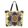 Einkaufstaschen, mexikanische Otomi-Stickerei, Lebensmittelgeschäft, bedruckt, Canvas, Shopper, Schultertasche, großes Fassungsvermögen, tragbare Handtasche mit Blumenmuster