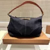Classic Denim Tote Curved Silhouette Bag Women's Bag Luxury Designer Retro Fashion Denim Fabric Leather Shoulder Strap Crossbody Underarm Bag Handbag No Box