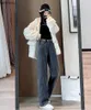 Frauen Jeans 2023 Koreanische Gepolsterte Verdickte Breite bein Jeans Weibliche Warme Außerhalb Gerade Drapieren Drag Hosen Baggy Hosen Jeans frauenC24318