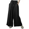 Women's Pants Palazzo Wide Leg For Women Coton Linen Solid Color Floor Length Pleated Trousers Casual Summer Drawstring High Waist