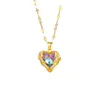 Färgglada Ocean Heart Pendant Necklace Korean Style Women's Jewelry