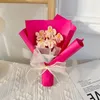 Dekorativa blommor handstickande blommabukett konstgjorda bröllopsgäst presentexamen virkning vävd heminredning