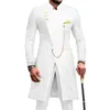 Guapo padrino de boda con cuatro botones, trajes de hombre de esmoquin con solapa mandarín para boda/graduación/cena, chaqueta para hombre (chaqueta + corbata + pantalones) T338