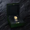 Uhrenboxen Hersteller Lager Großhandel Luxus grüne Holzverpackung Box Aufbewahrung Display Klavierlack Geschenk individuell