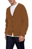 Mężczyźni Solidny kolor Vneck Cardigan Long Rleeve Slim Single Breasted Mens Kreska Koszulka 240307