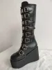 Laarzen damescosplay high laarzen winter lange buis lederen ridder boot punk gothic klassieke zwarte hak schoenen kneehigh