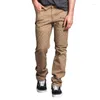 Pantalons pour hommes Mode Mâle Couleur Bloc Pu Cuir Patchwork Baggy Slim Fit Crayon Hommes Droite Business Streetwear Casual Cargo Pantalon