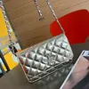 Mini Star Bag Femmes Woc Designer Sac à bandoulière 19CM Matériel argenté Cuir de vachette Diamant Treillis Pochette de soirée Tendance Porte-monnaie Sac à main de luxe Sac sous les bras Sacoche