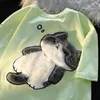 女性用Tシャツ甘いかわいい眠っている猫パターンエクサイリールーズTシャツ女性2024夏のオールマッチスタイルショートスリーブハラジュクトップ