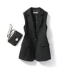 Women's Suits Suit Long Vest For Women Spring/Summer 2024 Jacket Slim Outer Wear Camisole Female Formal Party Black White Clothing Tops