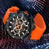 MINI FOCUS Sports Reloj de hombre multifuncional con anillo de fibra de carbono de cuarzo resistente al agua 0468G