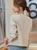 Costumes pour femmes Femmes Mode Beige Blazer Coréen Simple Col V Automne Bureau Lady Brown Élégant Costume Manteau Casual Manches Longues Tops Noirs