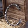 Bracelets à maillons en acier inoxydable, Viking nordique corbeau, manchette pour hommes avec boîte en bois