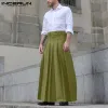 Dresses INCERUN American Style Fashion New Men's Solid Allmatch Pantalons Male Comfortable Hot Sale Trousers Pleated Long Skirts S5XL