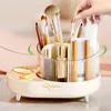 Storage Boxes Makeup Brush Holder Organizer 360° Rotating Countertop 7 Slot Clear Spinning Make Up Brushes