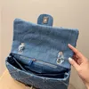 CC -väskor Dark Blue Denim 10a Luxury Women Bag 25cm Designer Shoulder Handväskor Purs Pures Vintage Handbag Silver Chain Hardware bör remmar OLFI