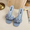 Slipare Ny designvävkvinnor Slipper Ladies Thin High Heel Sandal Open Toe Slip On Summer Outdoor Slides Flip Flop Shoe Drop Ship