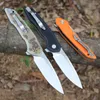 M7724 Flipper Knife 440C Satin Drop Point Blade G10 with Steel Sheet Handle Ball Bearing Outdoor Camping Hiking Fishing EDC Pocket Knives