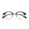 Óculos ópticos para homens, mulheres designers retro GMS-638TS FOLHAS DE MODAÇÃO COMPRELOS DE TITANIUM ELASTICIDADE DE ELASTICIDADE OVAL ANTIZO ANTIZULE LENS PLACA DE LENS DE LUZ COM CAIXA