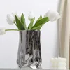 Keramisk blomma vas stor kapacitet guld silver mittstycke vaser för fest hem sovrum matbord dekor 240311