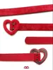Hänghalsband kort flockade äkta rött läder spänne hjärtformat halsband uniquepersonality flicka mode smycken super oövervinnlig