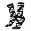 Chaussettes pour hommes chaussettes drôles et folles pour hommes Triangles yeux Hip Hop Illuminati motif respirant imprimé équipage nouveauté cadeau