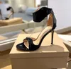 Scarpe eleganti 2024 Estate One Line Fibbia Open Toe Nero Semplice Tacco sottile Sandali con tacco ultra alto Moda Sandali da donna