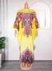 Robes décontractées Mousseline de soie pour femmes 2024 Dubaï Africain Abayas Kaftans Robe de soirée à manches longues Turquie Mariage Boubou Dashiki Imprimer Vêtements