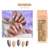 Grossist dubbelfärg falska naglar 24 tips mandelform mode nagelkonstverktyg för skönhet spa falska nagelklistermärken med gelélim klistermärke