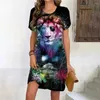 Sukienki imprezowe 3D Lion Print for Women 2024 Leisure O-Neck Sukienka z krótkim rękawem Modna moda Hip Hip Harajuku Plus Size Ubrania 6xl