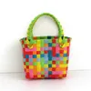 Hip Shoulder Bags New Woven designer handbags tote Bag Small Square Plastic Vegetable Basket Colorful Photo Paired with Beach Womens Bag 240311