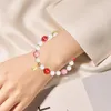 Strang-Glas-Armband, eleganter chinesischer Stil, Edelstein-Anhänger für Damen, Metall, elastisch, mit einzigartigem Design