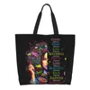 Einkaufstaschen Kawaii Print African Gril Black Women Tote Recycling Canvas Shopper Schulterhandtasche