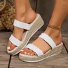 Slippers Casual elastische gesp Platte Romeinse schoenen voor dames 2024 Zomer Mode Comfort Designer Wedge