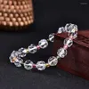 Strand Natural White Crystal Facet Beads Separated By 4mm Tourmaline Stone Bracelets Lucky For Women Bracelet Jewelry JoursNeige