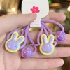 Acessórios de cabelo 2 pçs / conjunto doce cor longa orelha bola grânulo elástico menina crianças bonito kawaii princesa rabo de cavalo laços de borracha