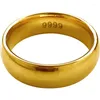 Clusterringen puur verguld echt 18k geel goud 999 24k voor mannen en vrouwen Gladde minnaar Antithes Eenvoudige ring Langdurig nooit vervagen juweel